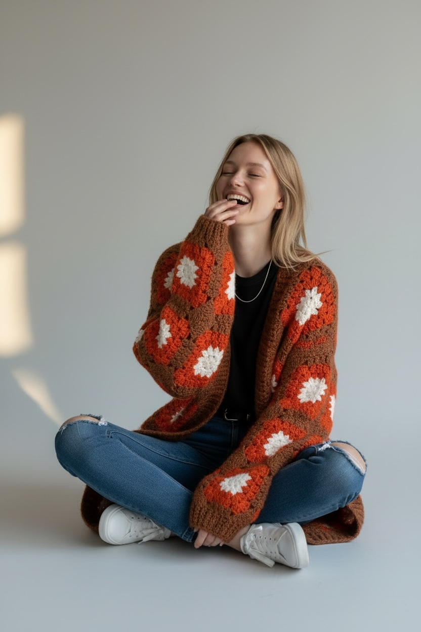 ABRIGO TEJIDO A MANO CROCHET